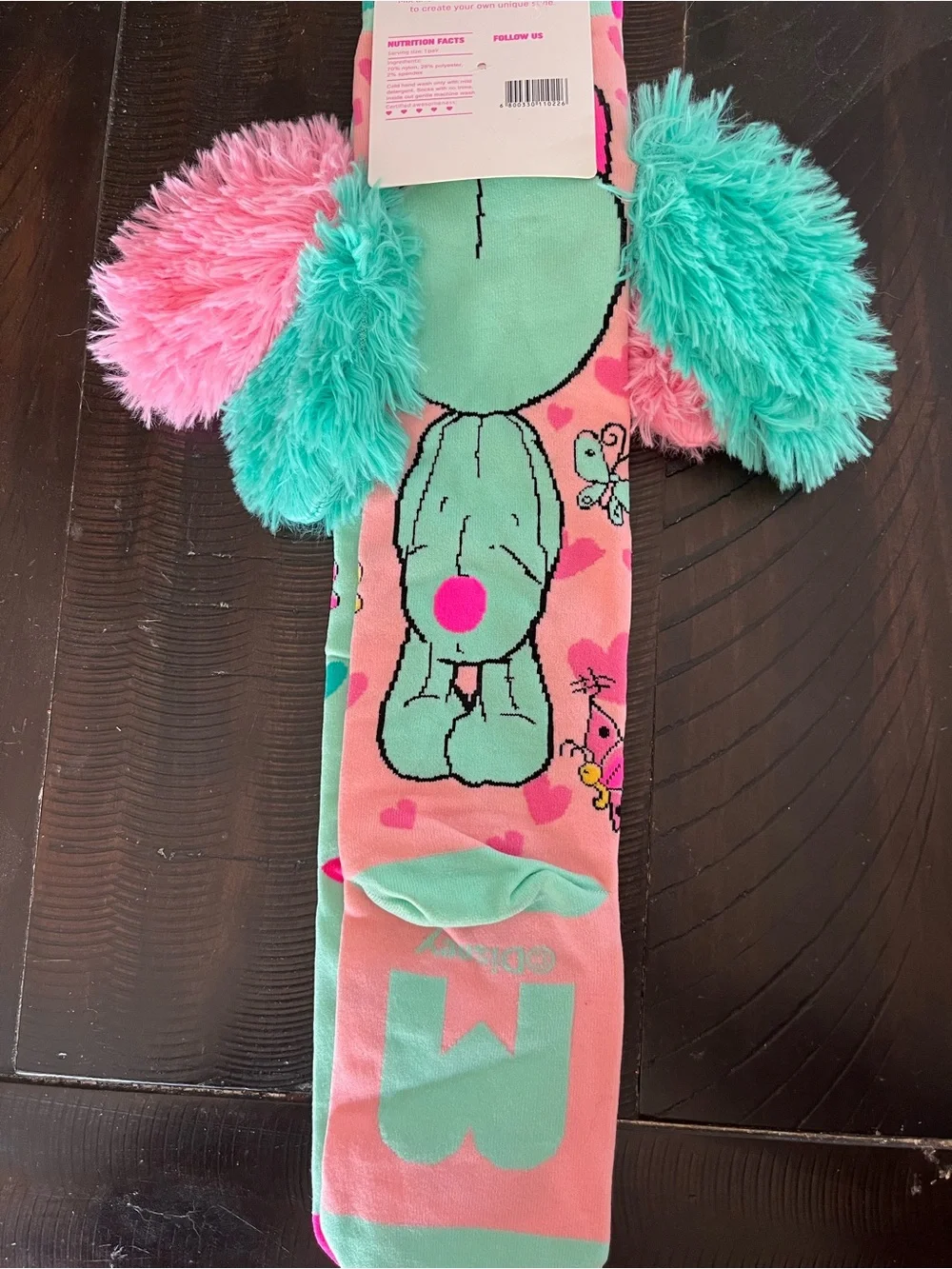 Jioiwa Kids Plush Ear Character Knee-High Socks - Teal & Pink